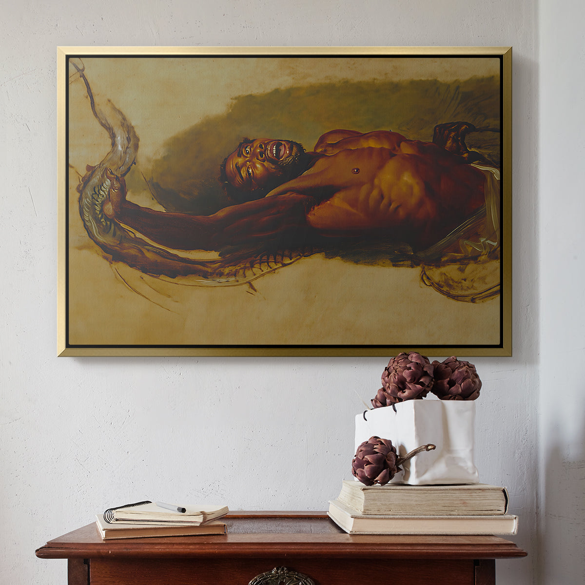 Man Struggling with a Boa Constrictor, c. 1803 - Floater Framed Canvas Print
