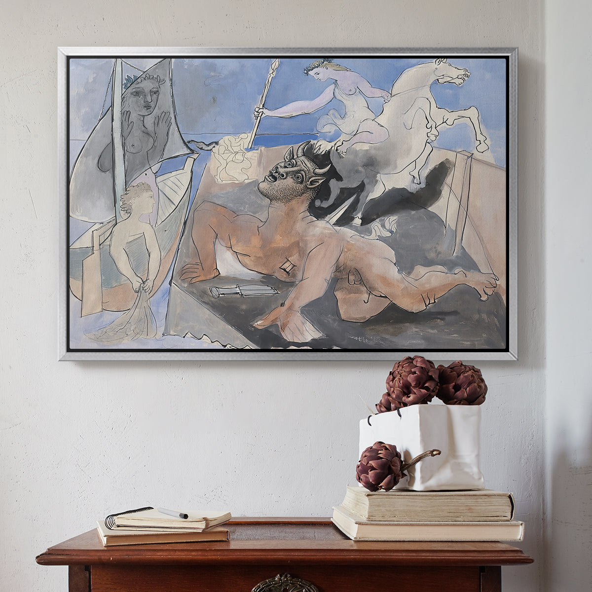 Composition with Minotaur, 1936 - Floater Framed Canvas Print
