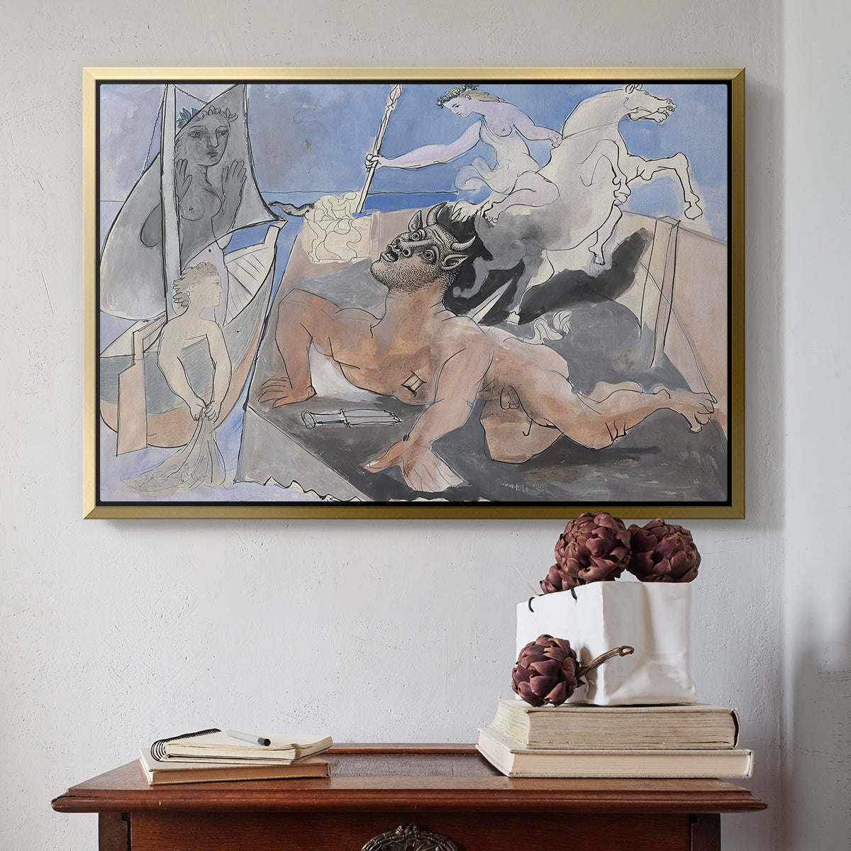 Composition with Minotaur, 1936 - Floater Framed Canvas Print