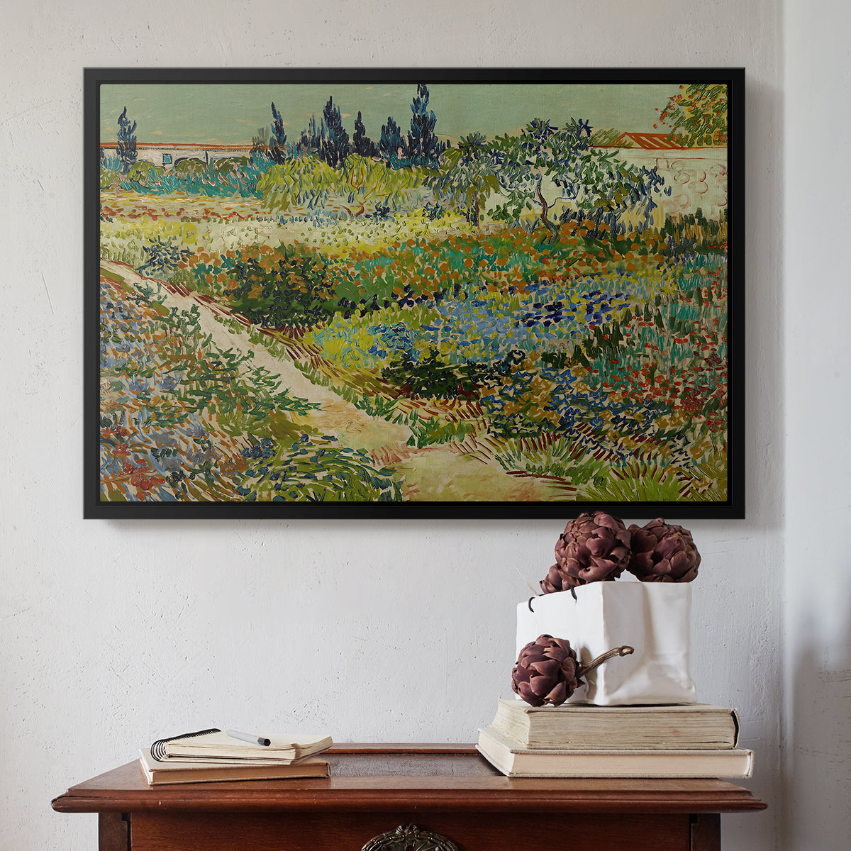 Garden at Arles, 1888 - Floater Framed Canvas Print