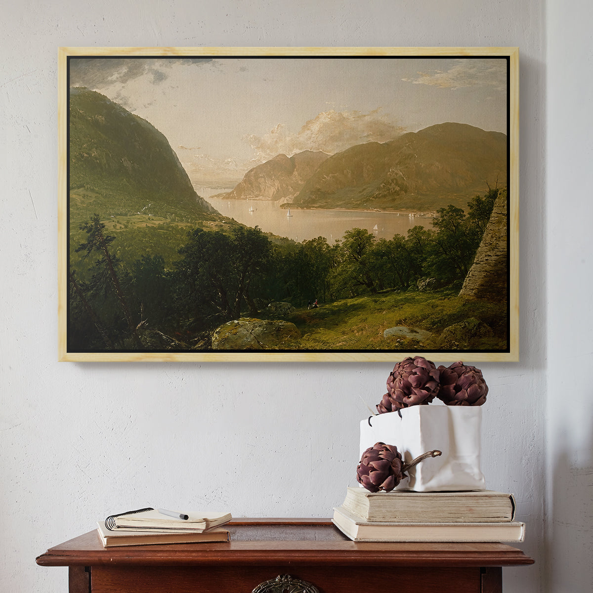 Hudson River Scene, 1857 - Floater Framed Canvas Print