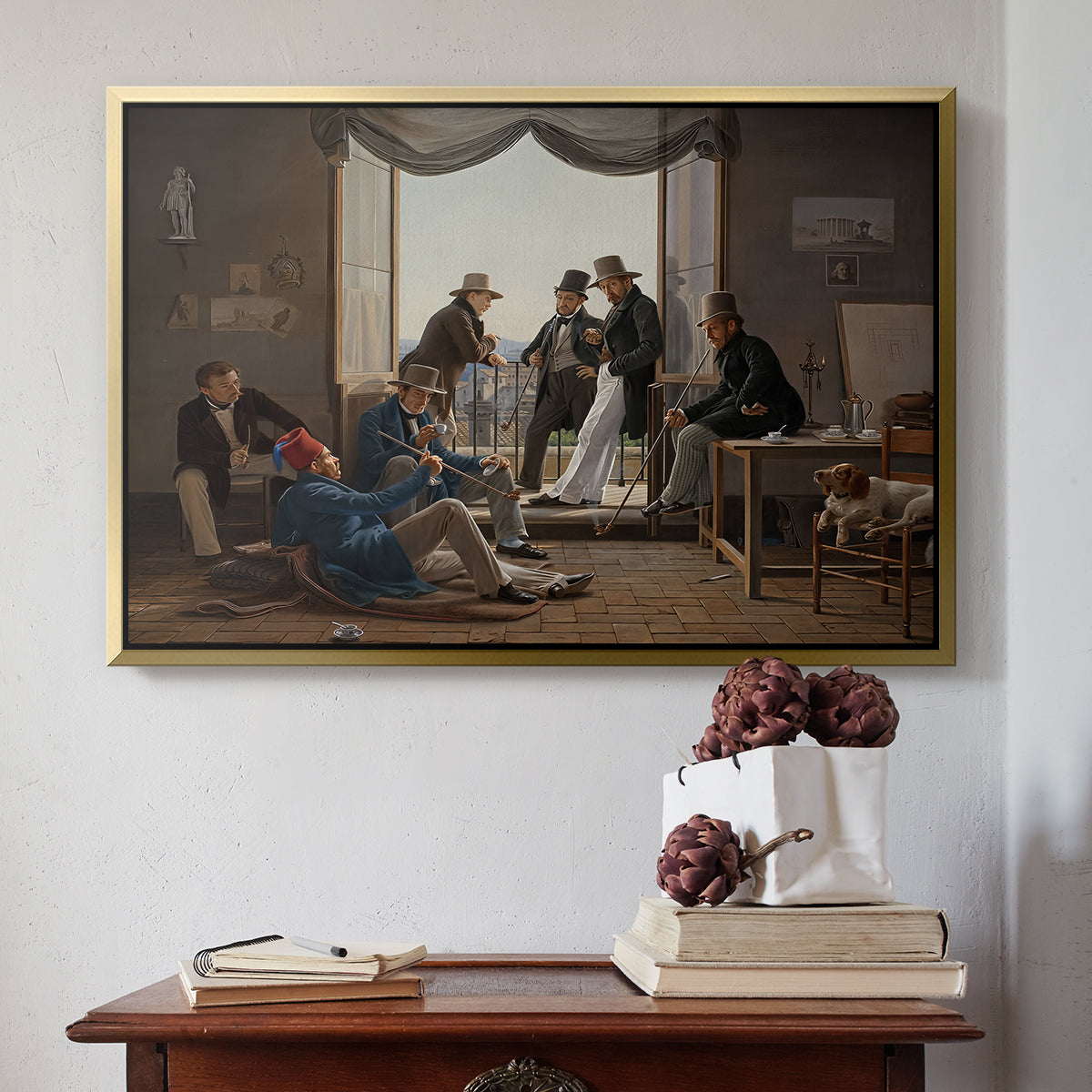 A Group of Danish Artists in Rome, 1837 - Floater Framed Canvas Print
