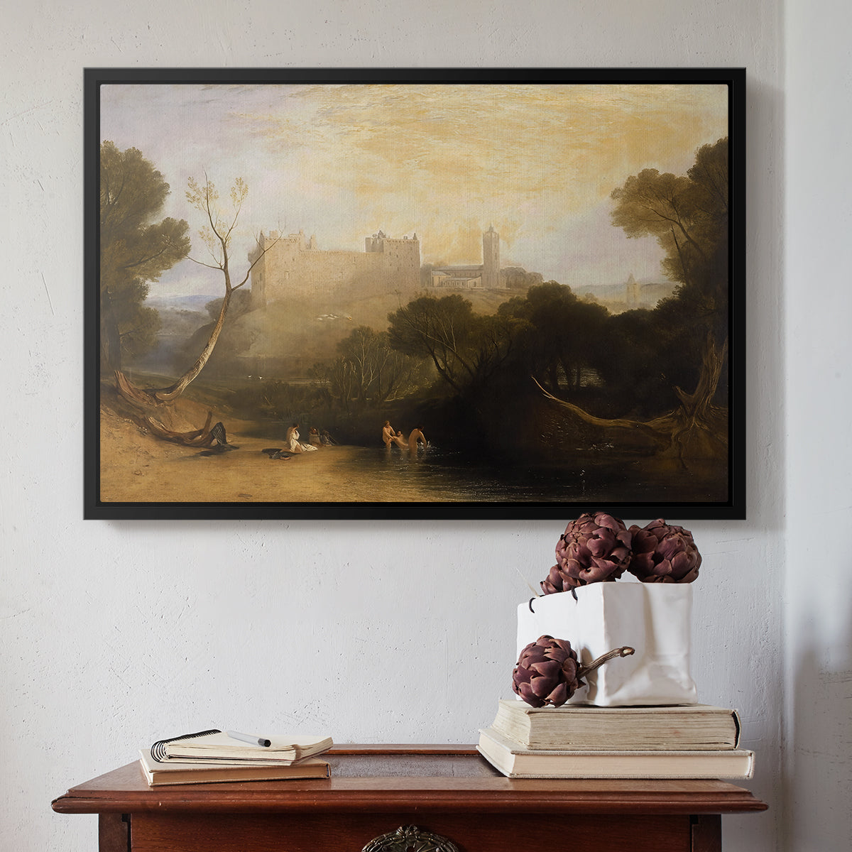 Linlithgow Palace, c. 1807 - Floater Framed Canvas Print