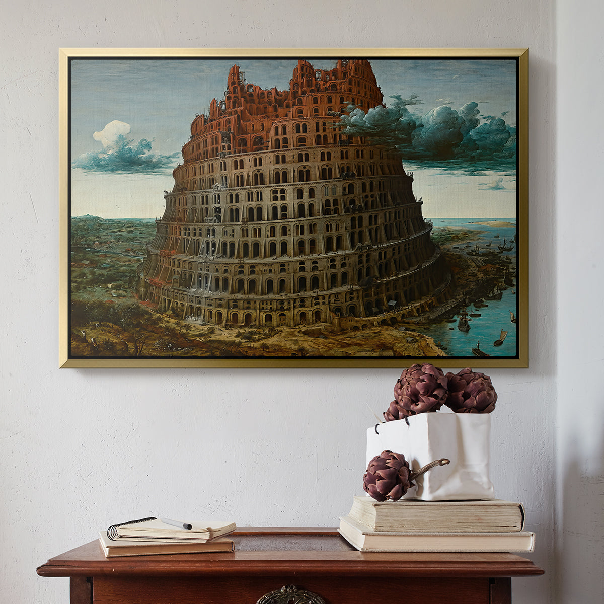 The Tower of Babel, c. 1568 - Floater Framed Canvas Print