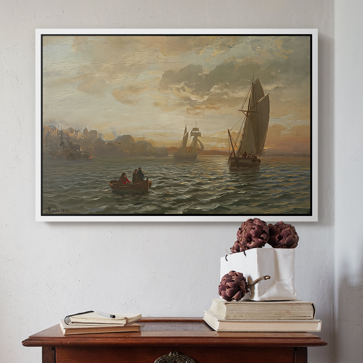 View from the Oslofjord, 1866 - Floater Framed Canvas Print