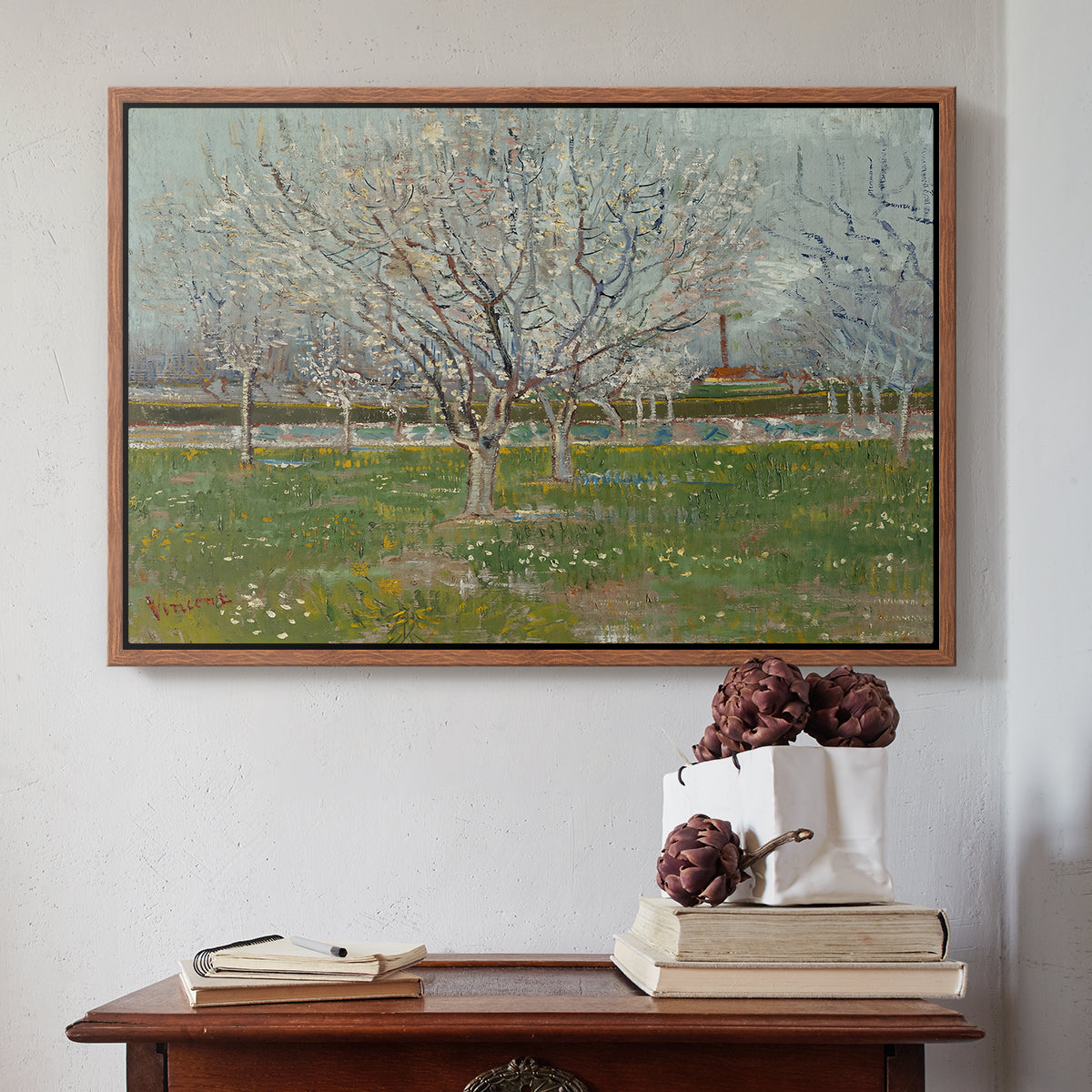 Orchard in Blossom (Plum Trees), 1888 - Floater Framed Canvas Print