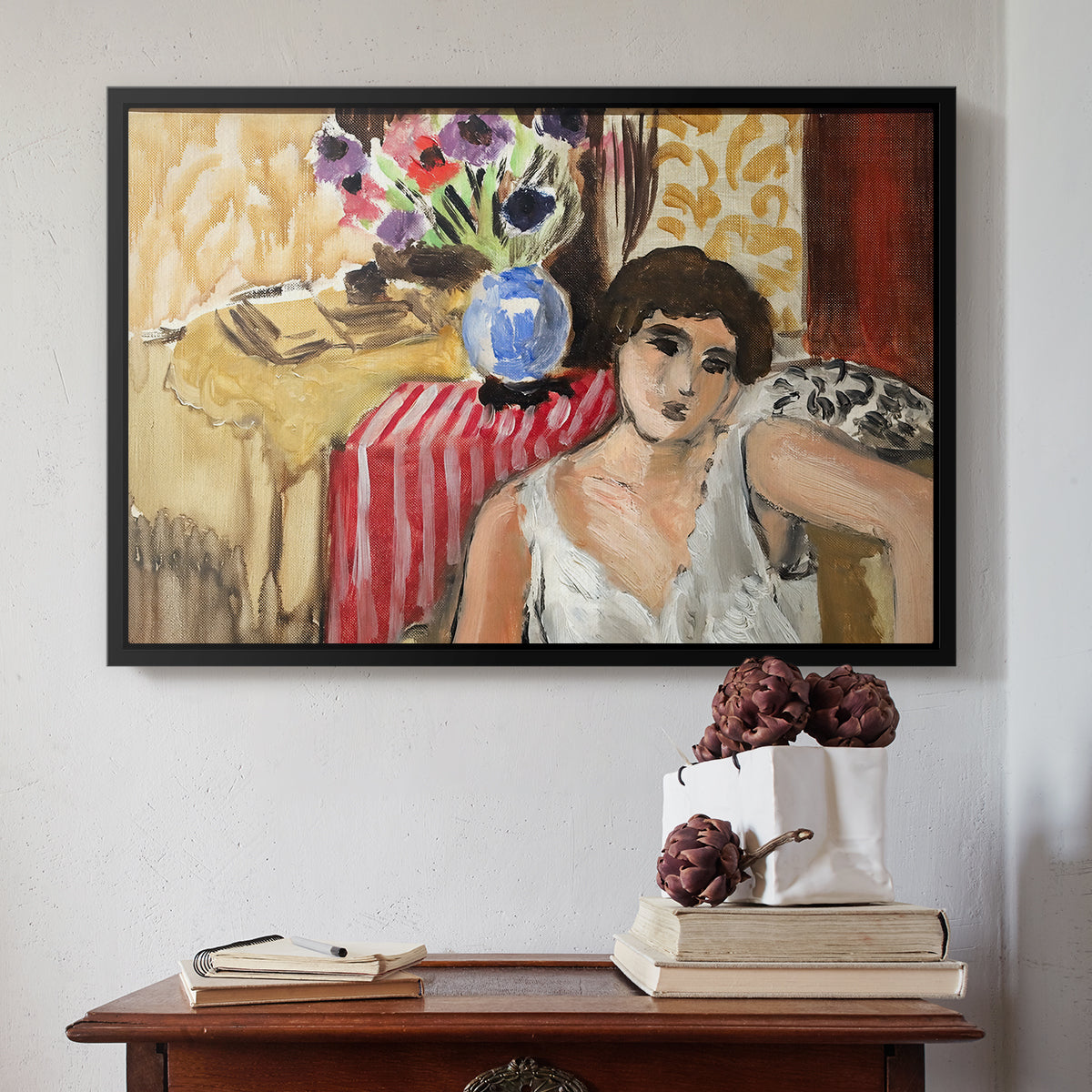 Woman Seated in an Armchair, c. 1920 - Floater Framed Canvas Print