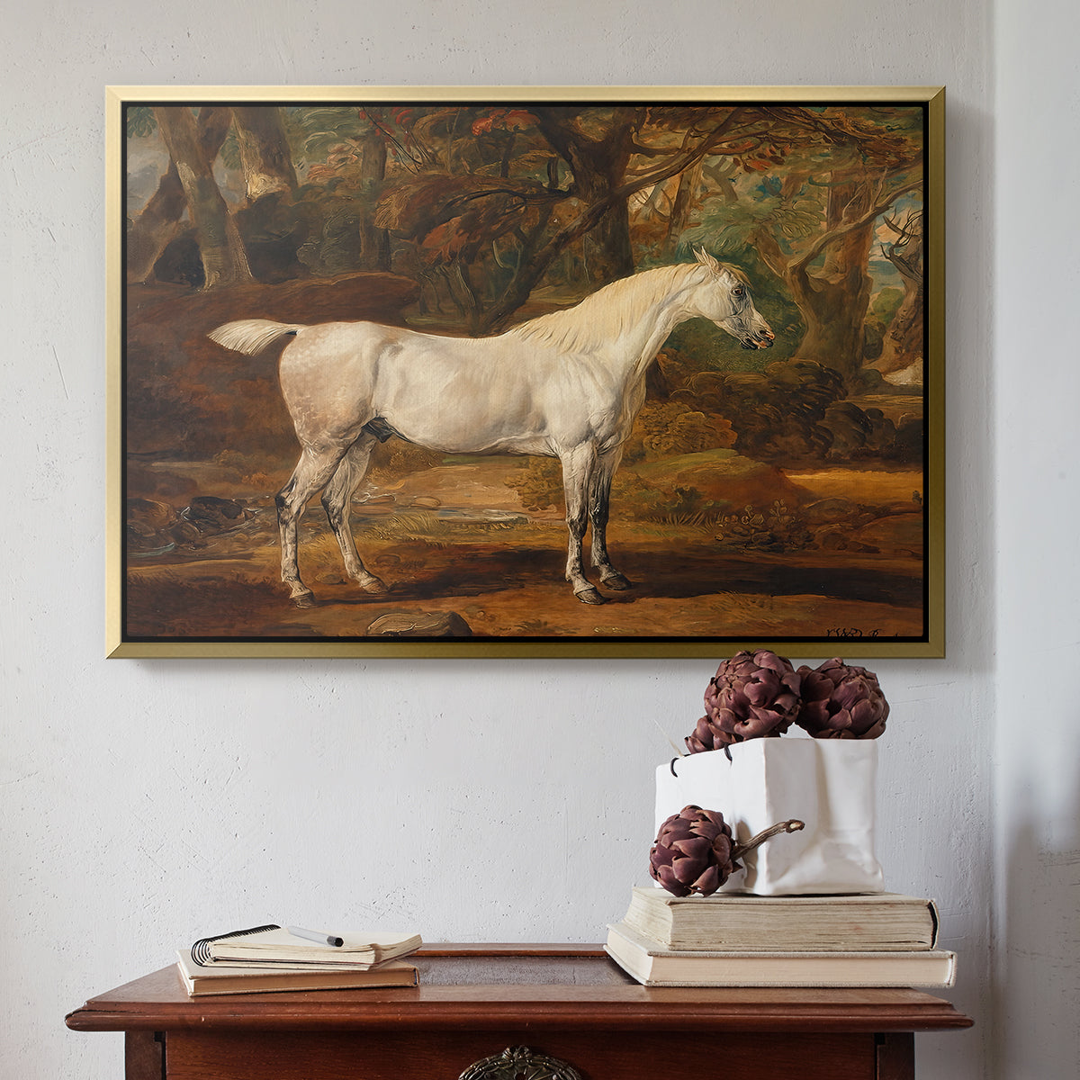 Grey Arabian Stallion, Property of Sir Watkin Williams-Wynn, c. 1817 - Floater Framed Canvas Print