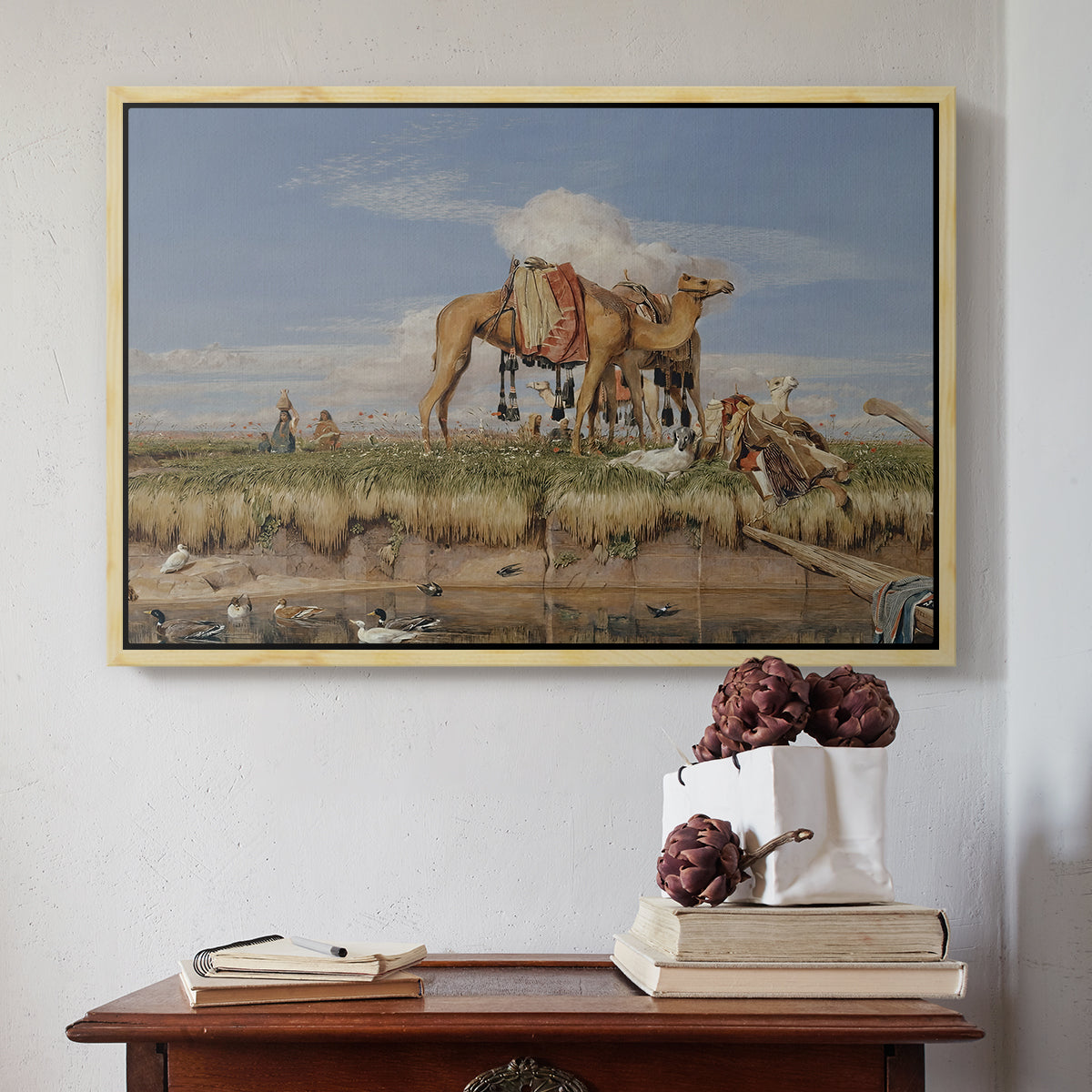 On the Banks of the Nile, Upper Egypt, 1876 - Floater Framed Canvas Print
