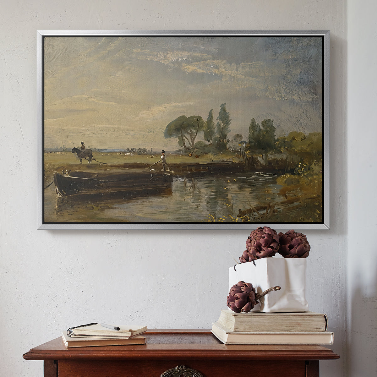 Barge below Flatford Lock, c. 1810 - Floater Framed Canvas Print