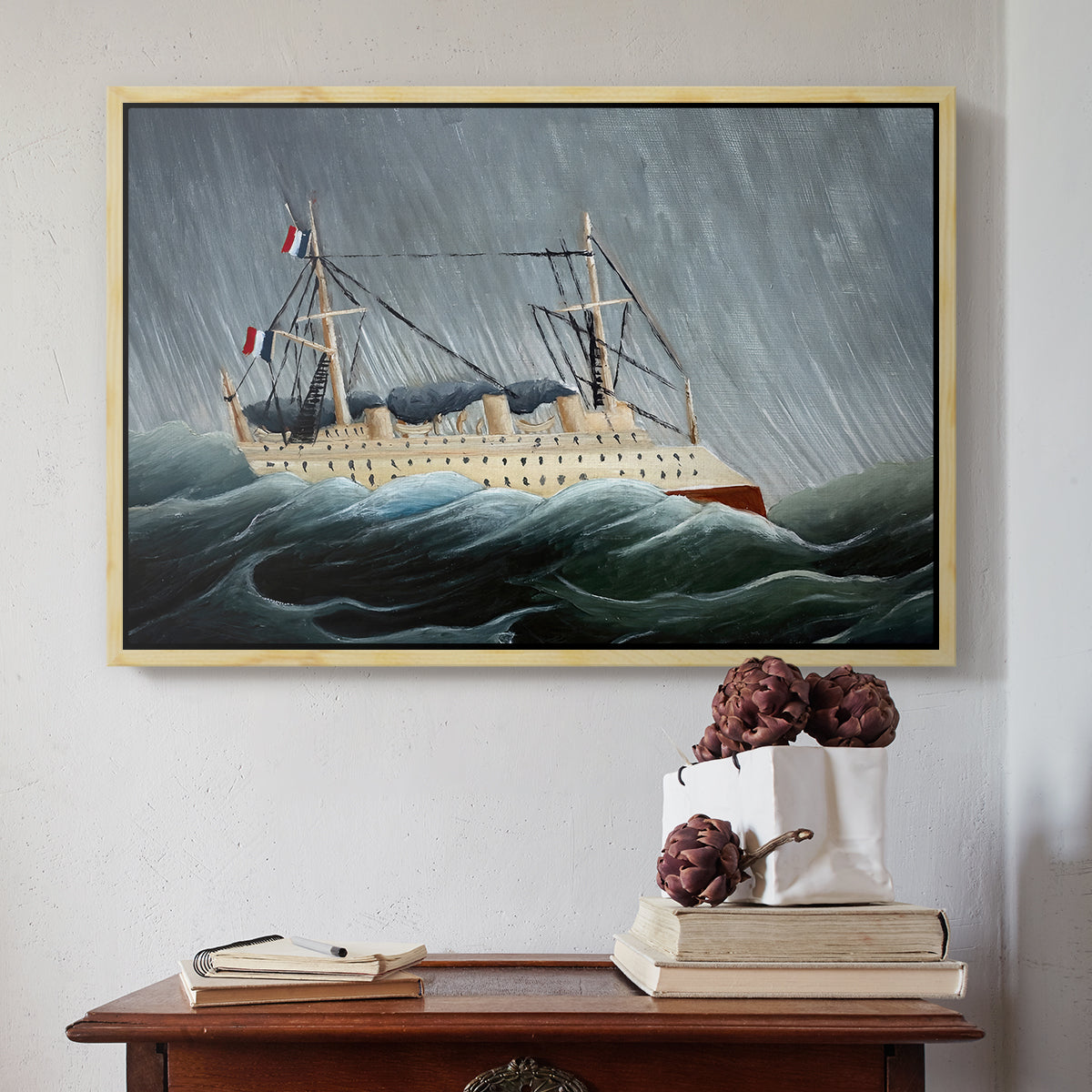 A Ship in the Storm, c. 1899 - Floater Framed Canvas Print