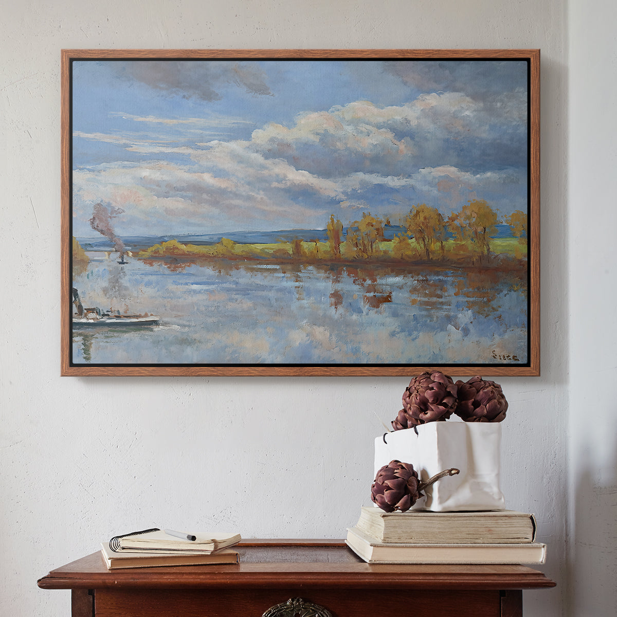 The Banks of the River Seine, 1893 - Floater Framed Canvas Print