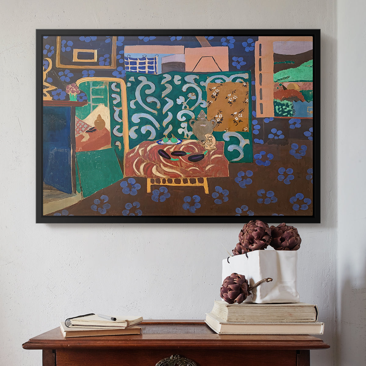 Interior with Aubergines, 1911 - Floater Framed Canvas Print