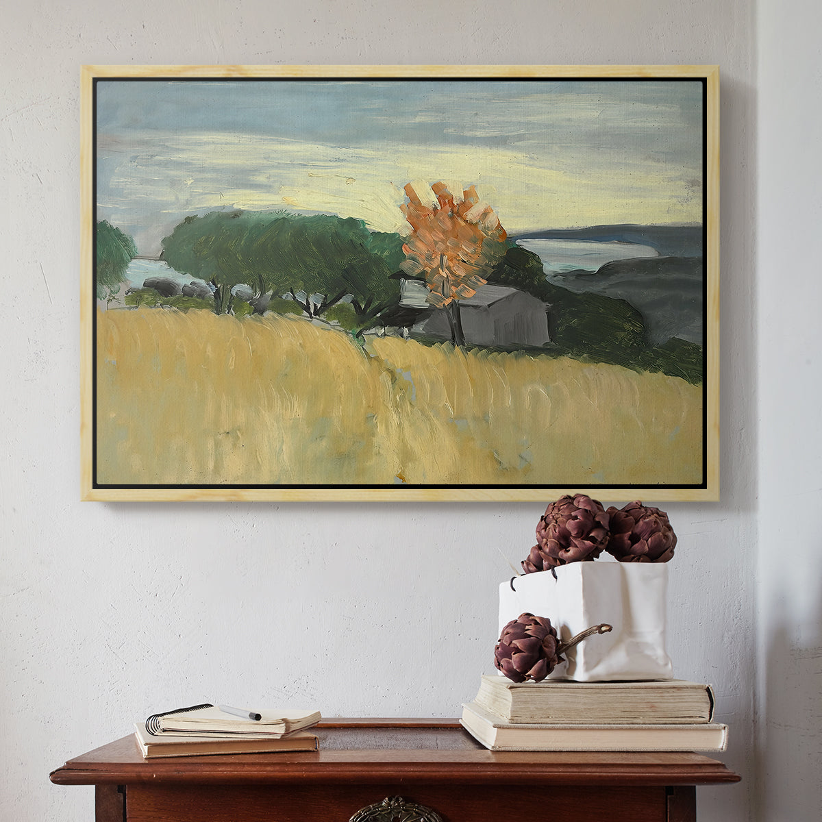 Fields of Wheat in Cagnes, 1918 - Floater Framed Canvas Print