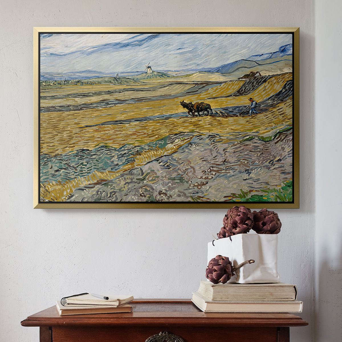 Enclosed Field with Ploughman, 1889 - Floater Framed Canvas Print