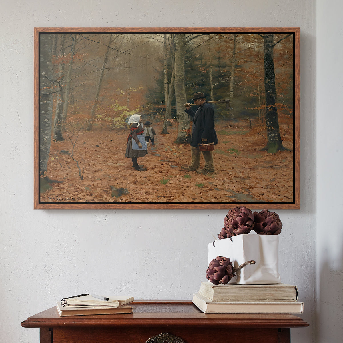 The Woodman and his Children, 1886 - Floater Framed Canvas Print