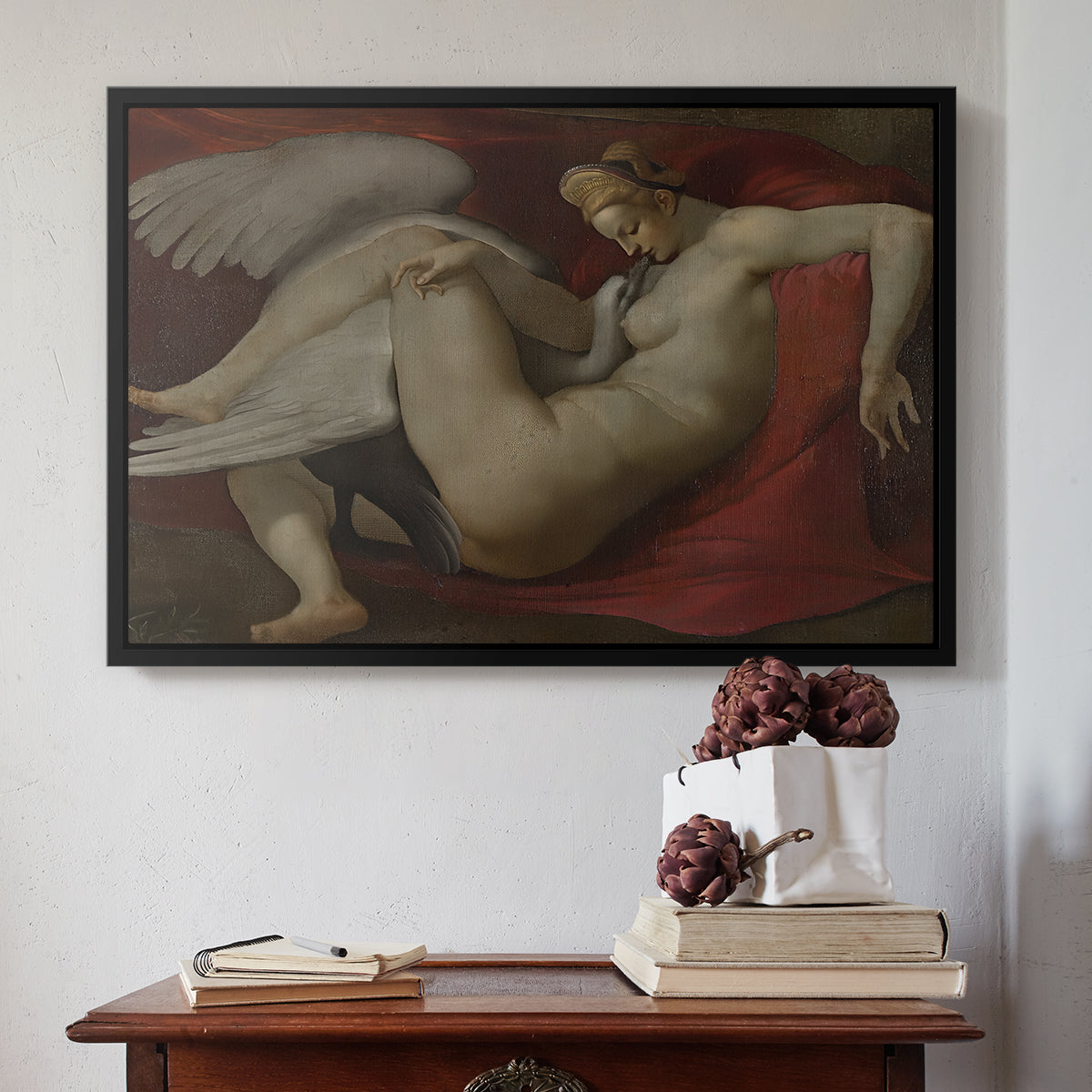 Leda and the Swan (16th-Century Version), c. 1530 - Floater Framed Canvas Print