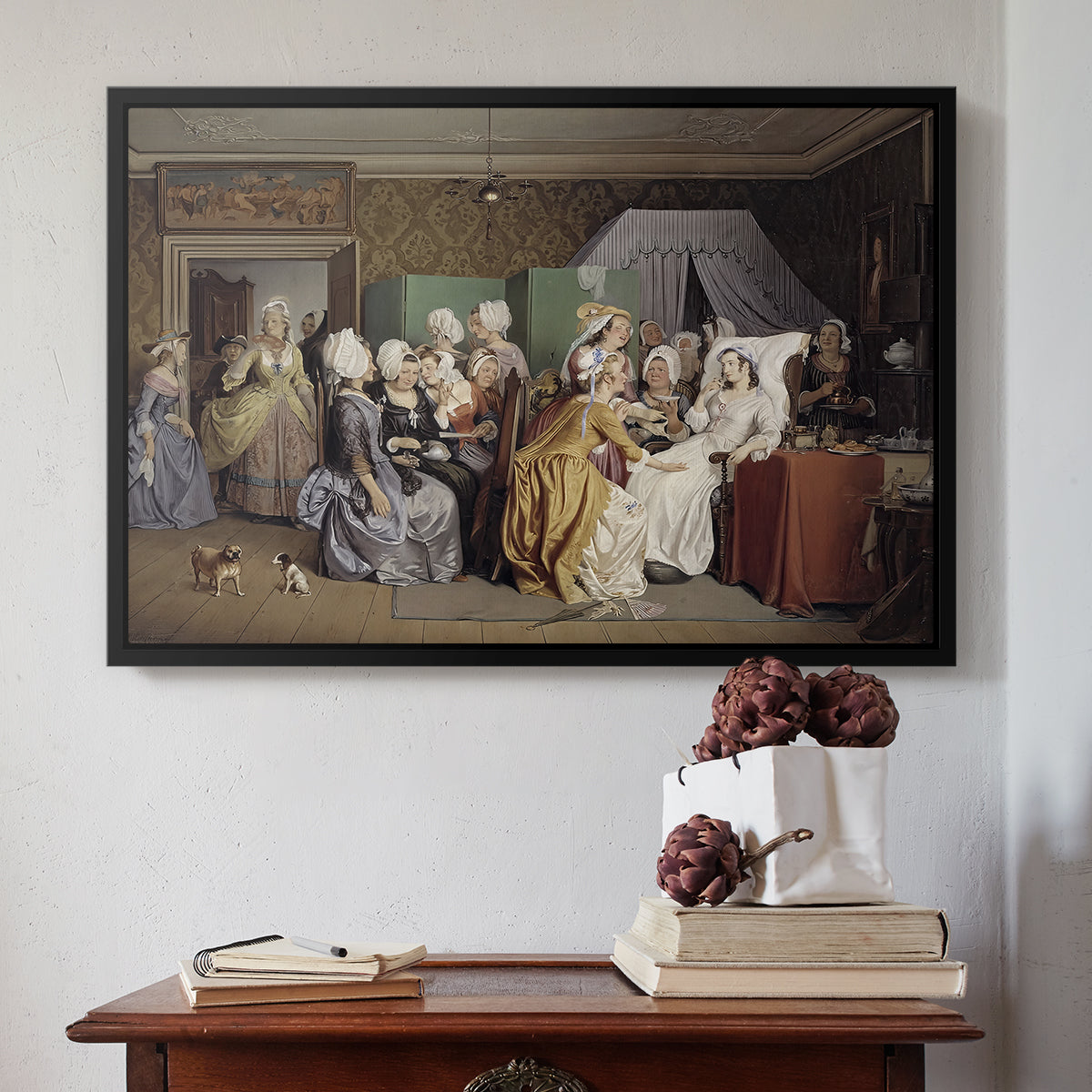 The Maternity Room (Scene from "Barselstuen"), 1845 - Floater Framed Canvas Print
