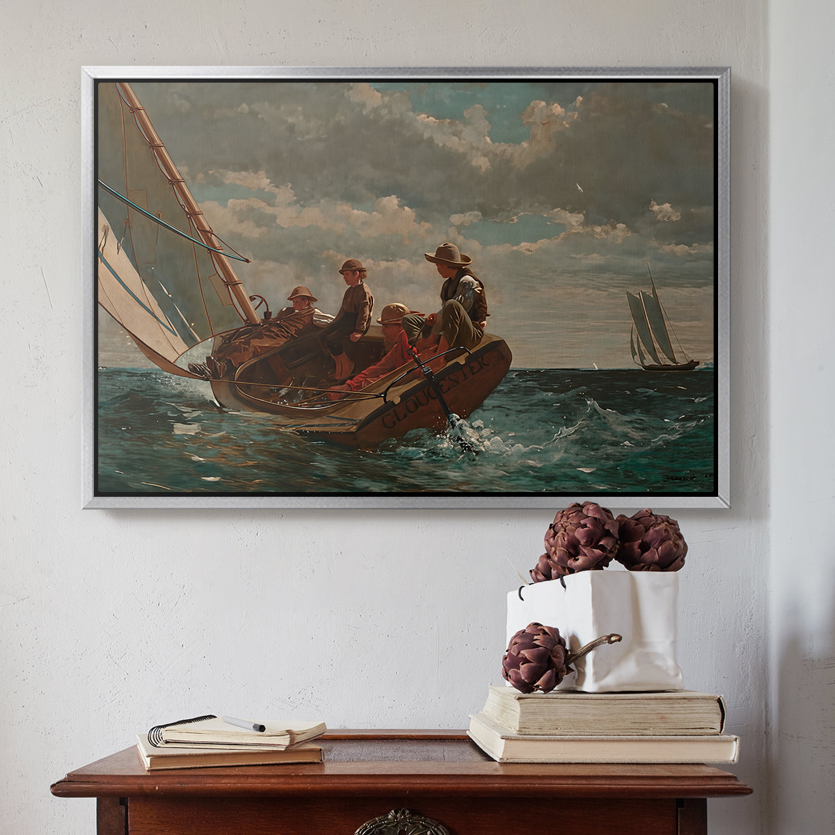 Breezing Up (A Fair Wind), 1873-1876 - Floater Framed Canvas Print