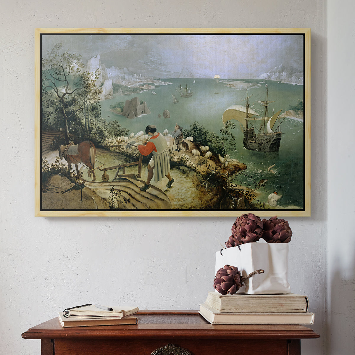 Landscape with the Fall of Icarus, c. 1560 - Floater Framed Canvas Print