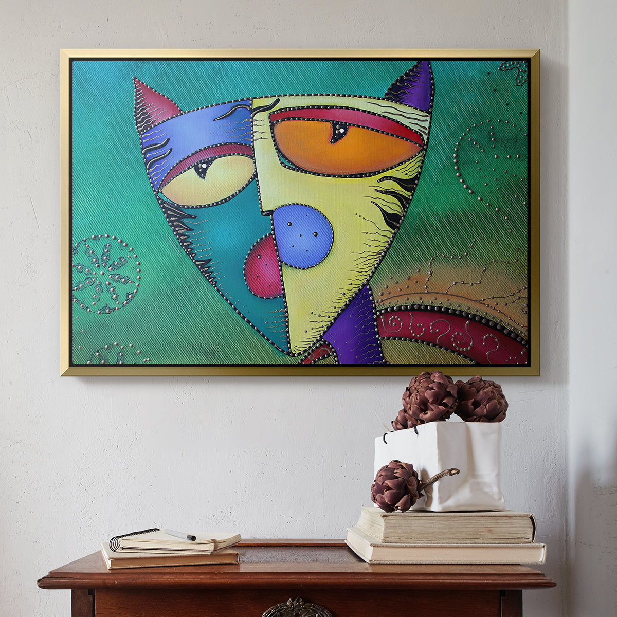 Celestial Cat - Floater Framed Canvas Print