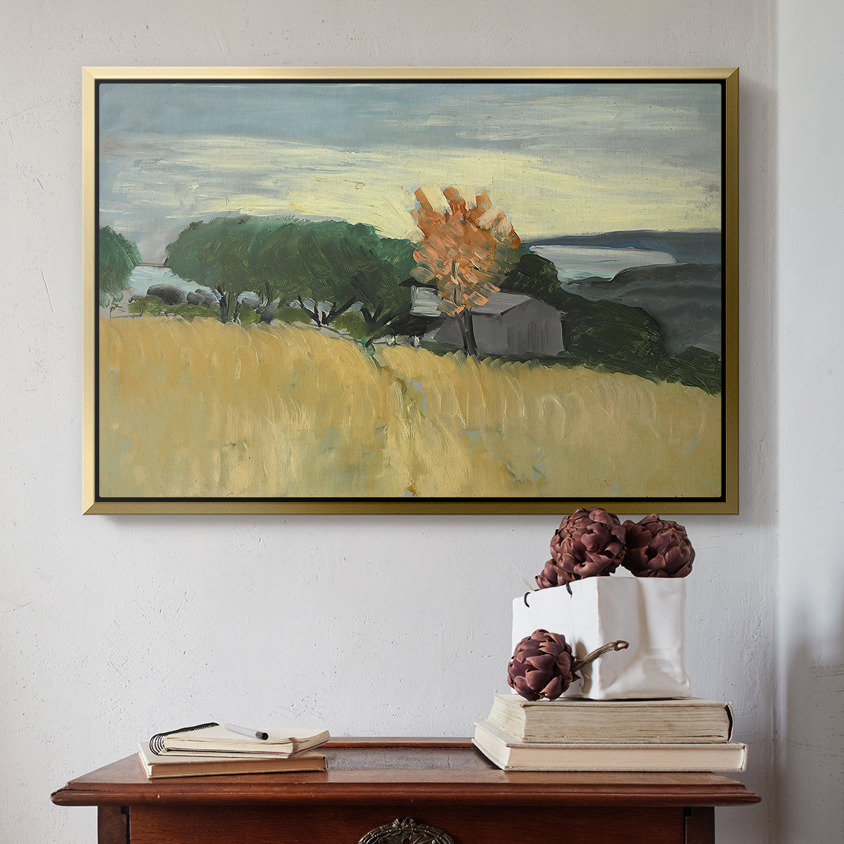 Fields of Wheat in Cagnes, 1918 - Floater Framed Canvas Print