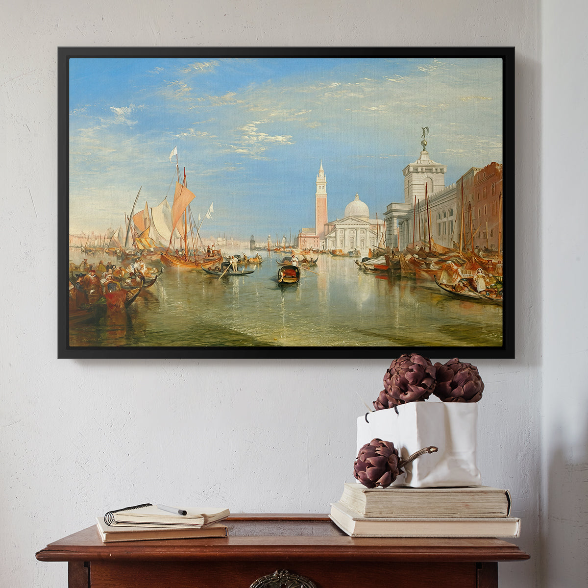 Venice: The Dogana and San Giorgio Maggiore, 1834 - Floater Framed Canvas Print