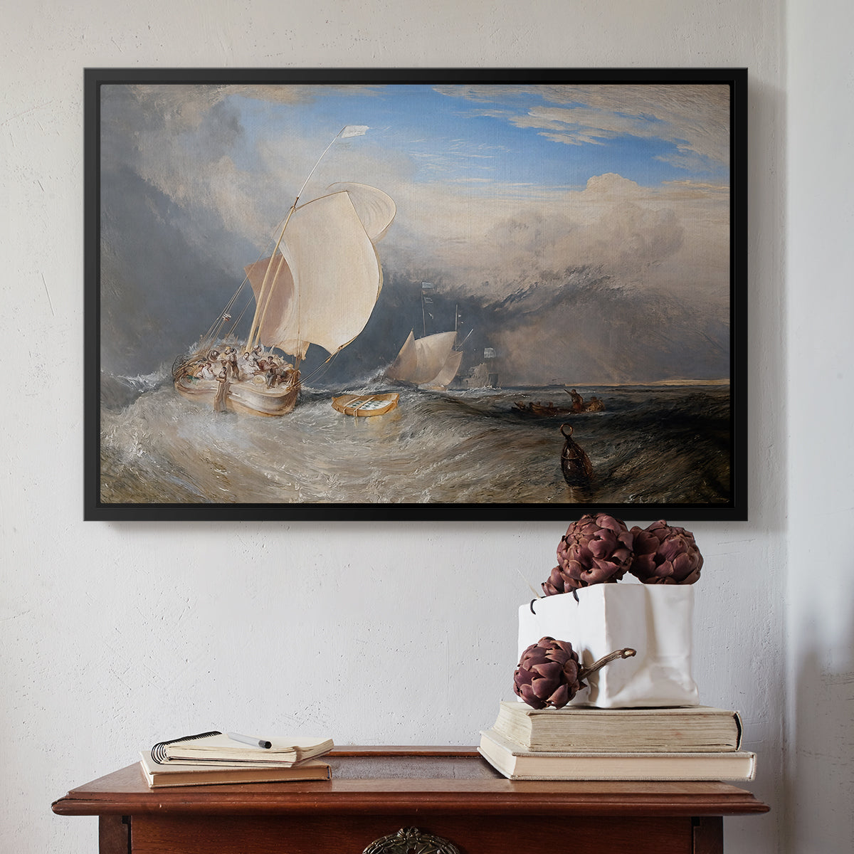 Fishing Boats with Hucksters Bargaining for Fish, 1837-1838 - Floater Framed Canvas Print
