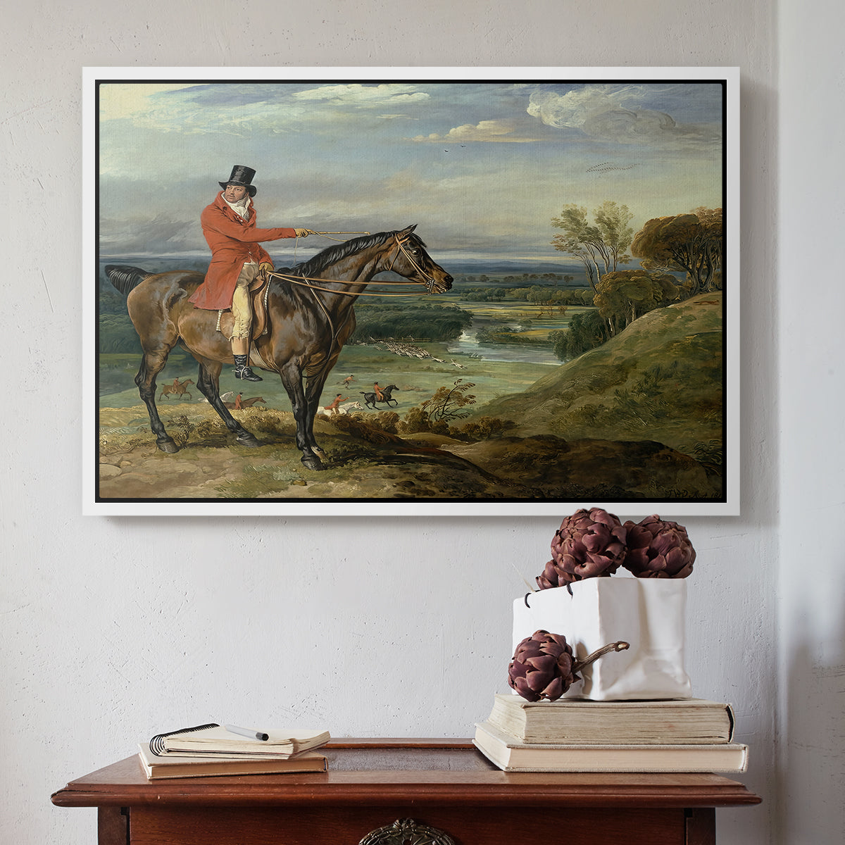 John Levett Hunting at Wychnor, Staffordshire, 1818 - Floater Framed Canvas Print