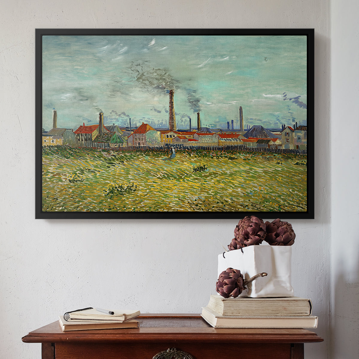 Factories at Clichy, 1887 - Floater Framed Canvas Print