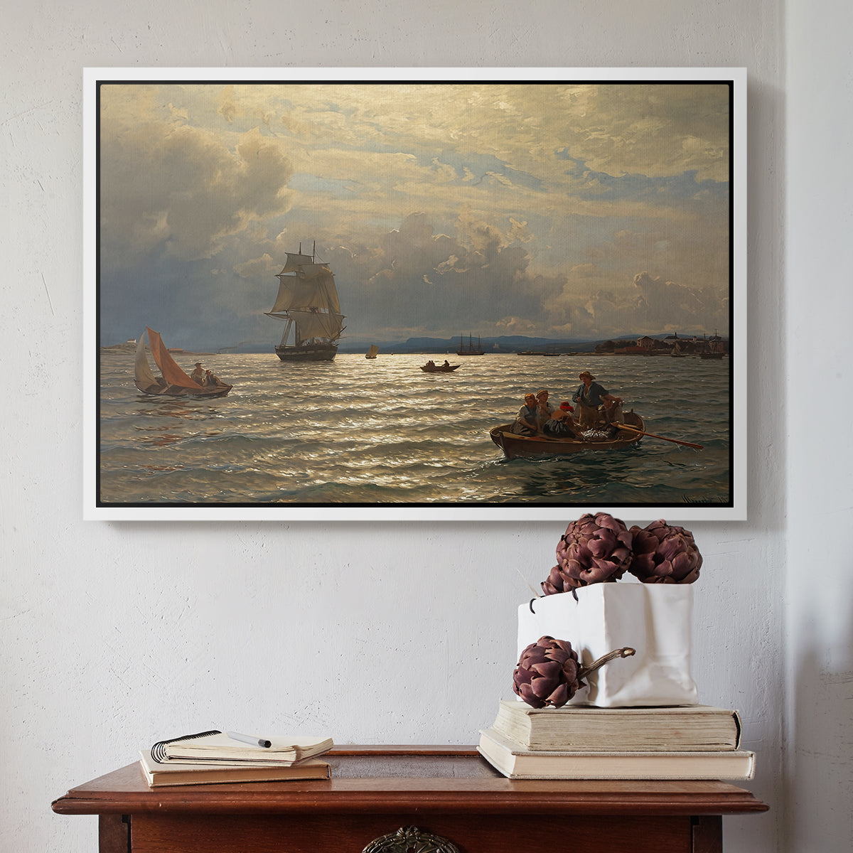 From the Inlet of Oslo, 1874 - Floater Framed Canvas Print