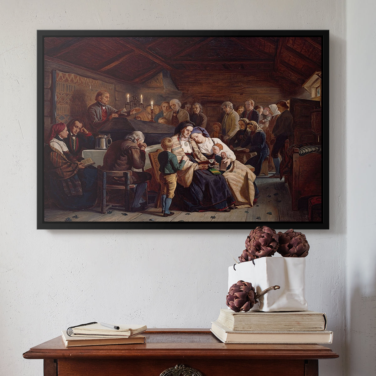 Funeral Feast, 1854 - Floater Framed Canvas Print
