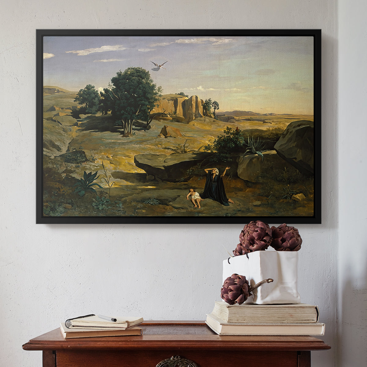 Hagar in the Wilderness, 1835 - Floater Framed Canvas Print