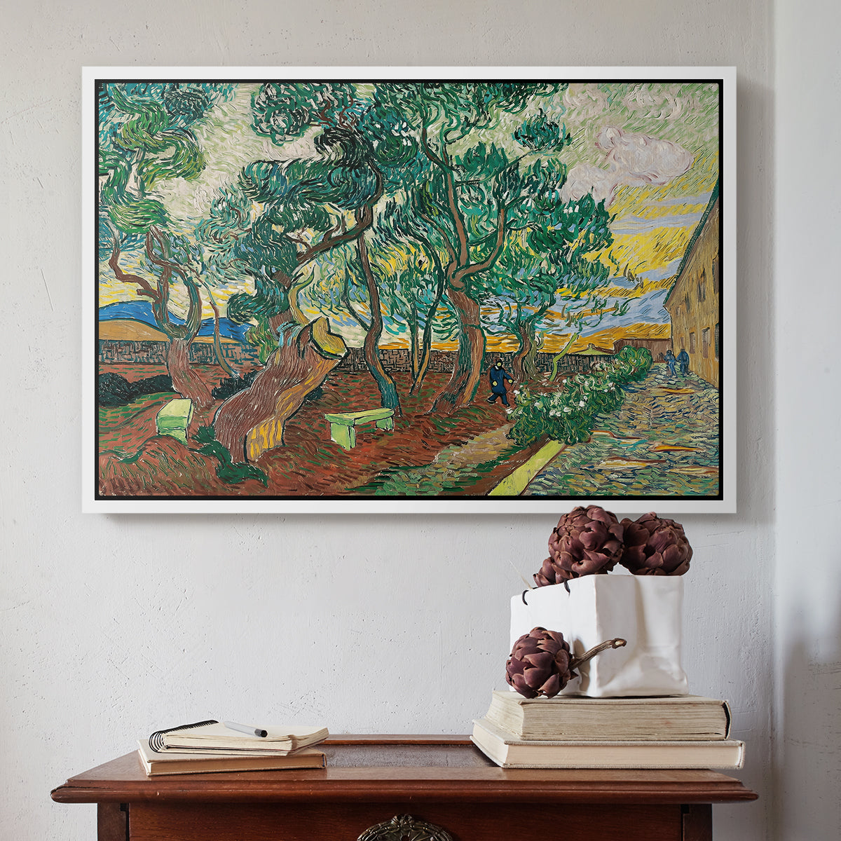 The Garden of Saint-Paul Hospital, 1889 - Floater Framed Canvas Print