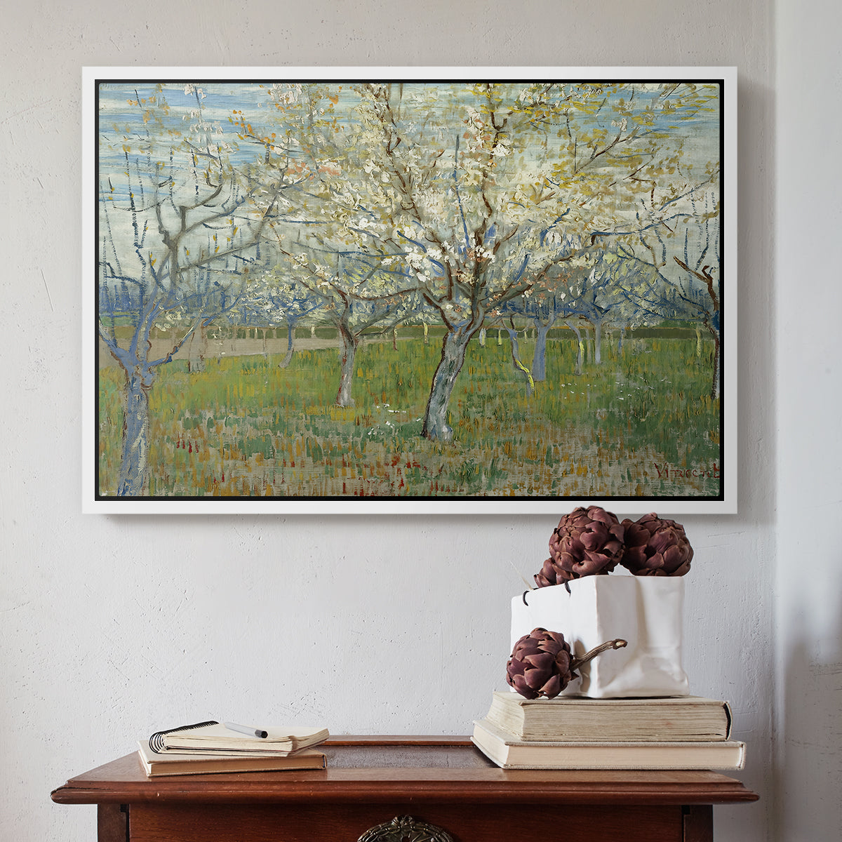 The Pink Orchard, 1888 - Floater Framed Canvas Print