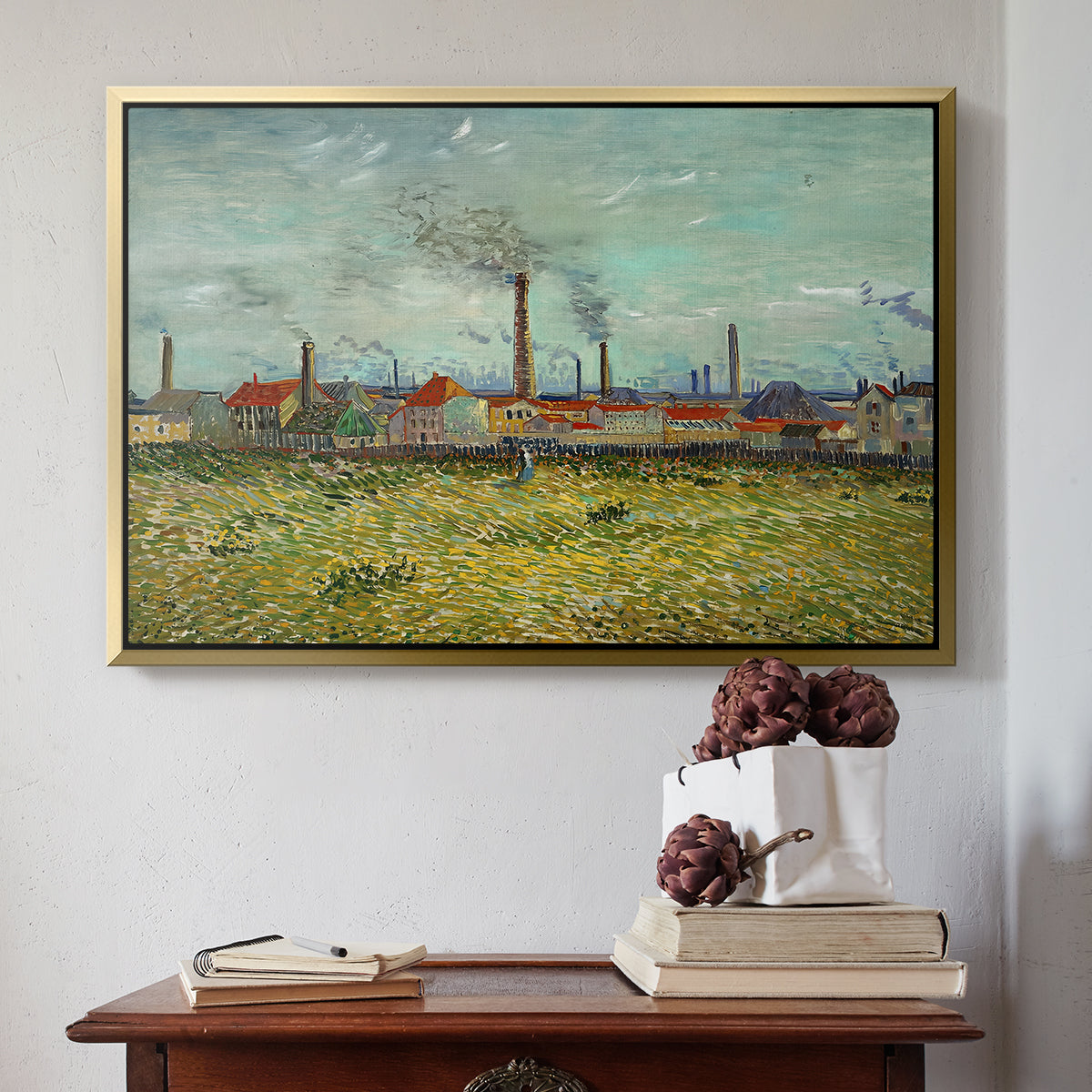 Factories at Clichy, 1887 - Floater Framed Canvas Print
