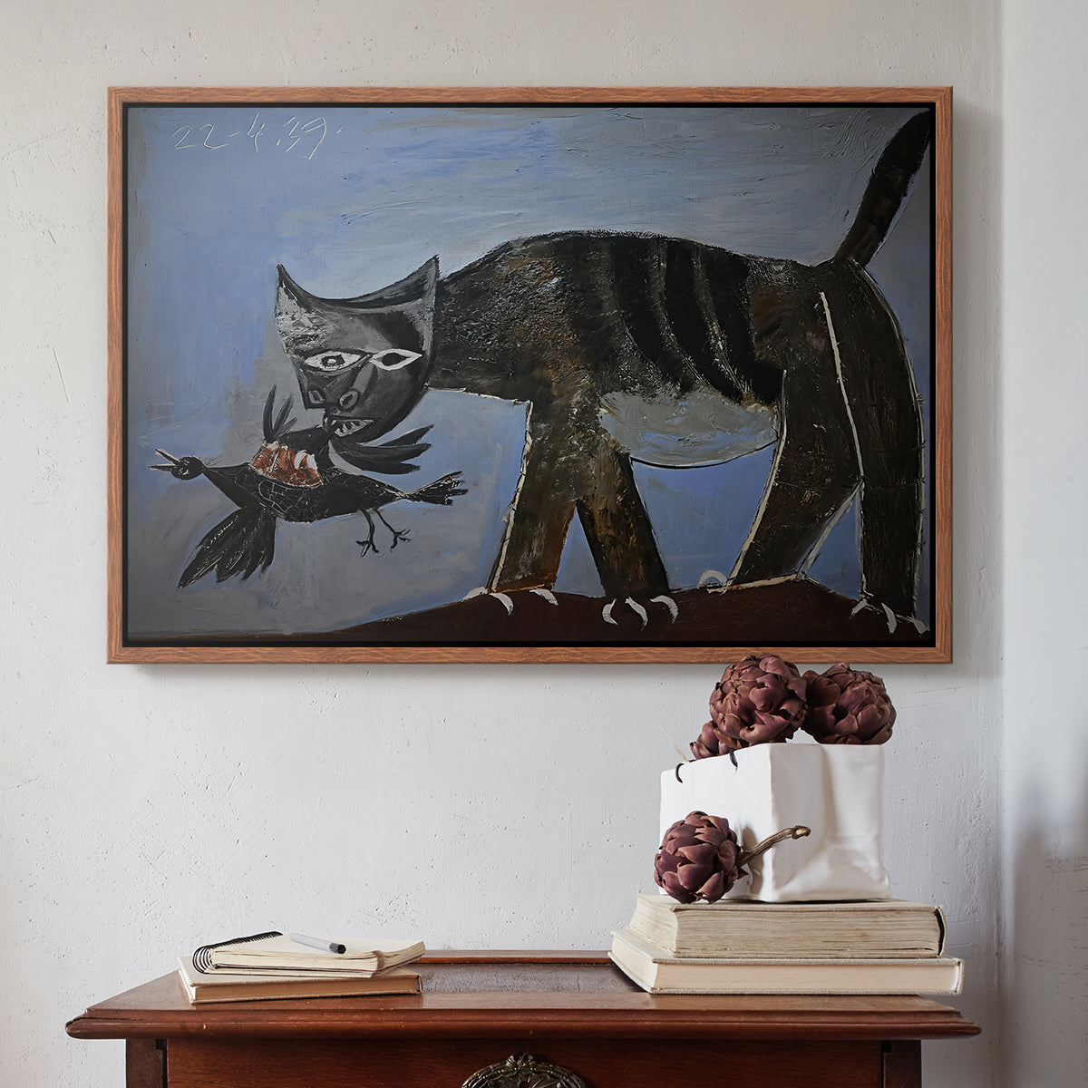 Cat Catching a Bird, 1939 - Floater Framed Canvas Print