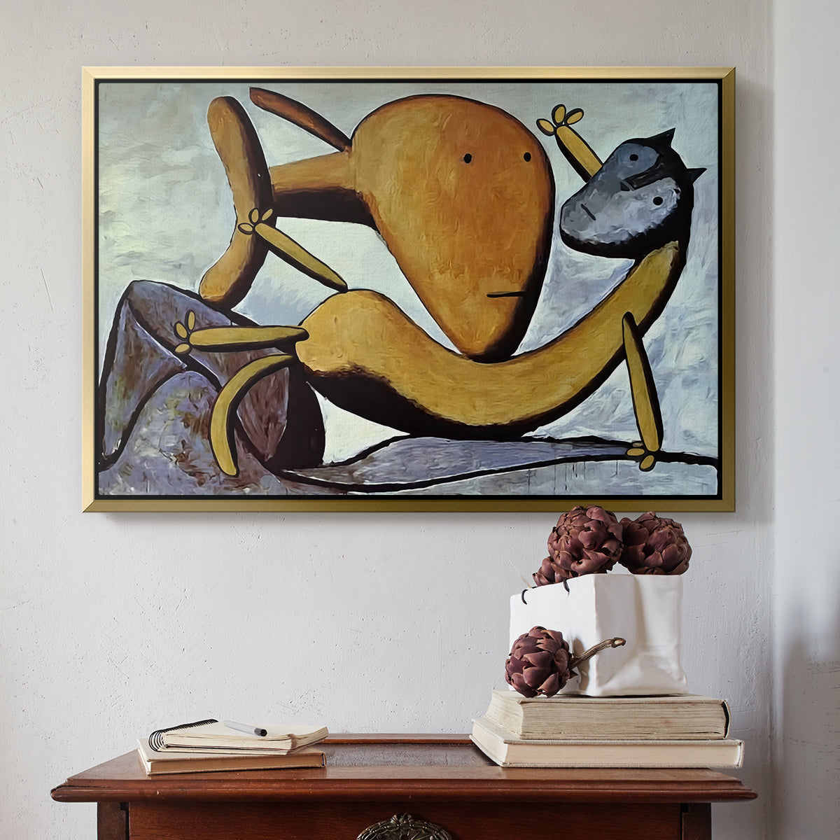 Cat and Big Fish, c. 1931 - Floater Framed Canvas Print
