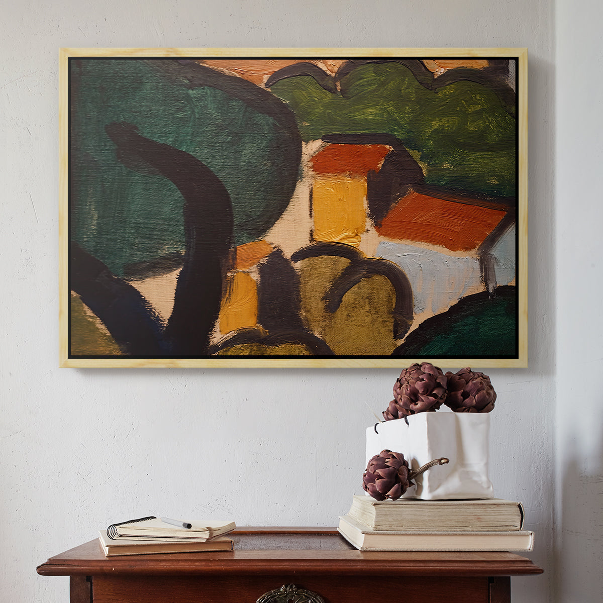 Landscape with Trees and Houses, c. 1905 - Floater Framed Canvas Print