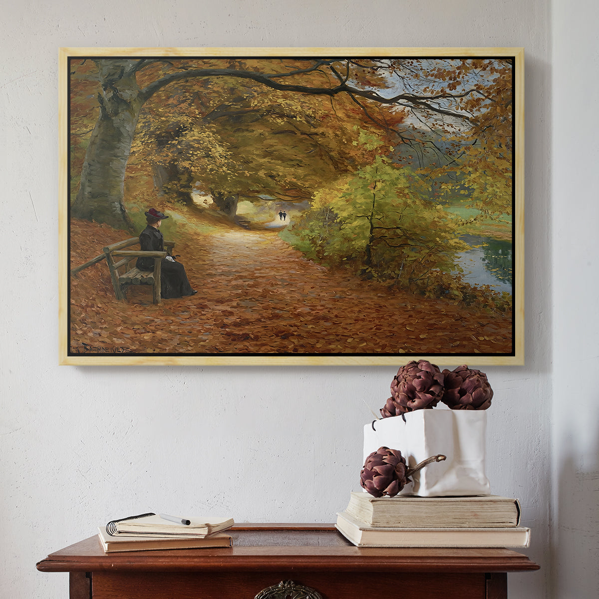 A Wooded Path in Autumn, 1902 - Floater Framed Canvas Print