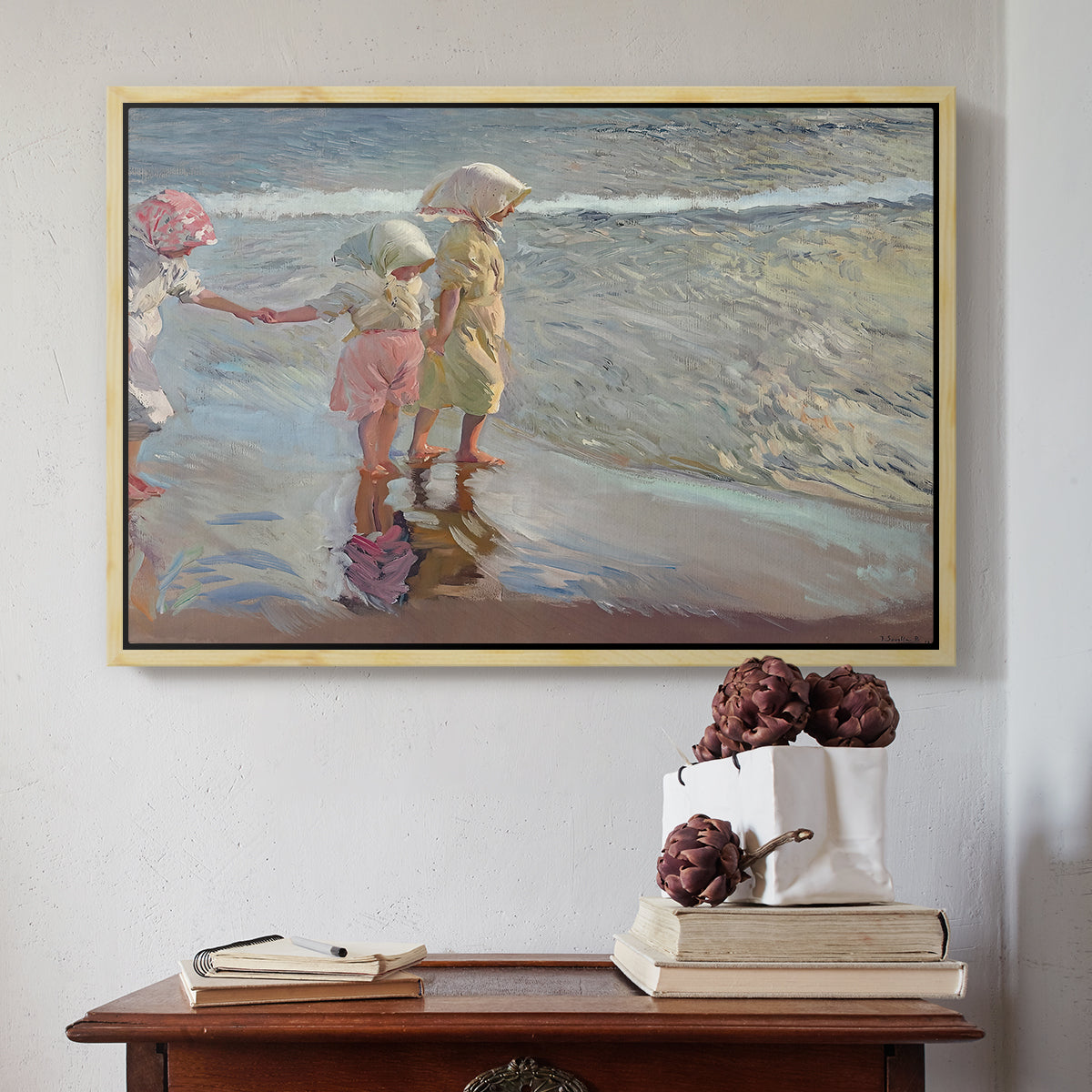 The Three Sisters on the Beach, 1908 - Floater Framed Canvas Print