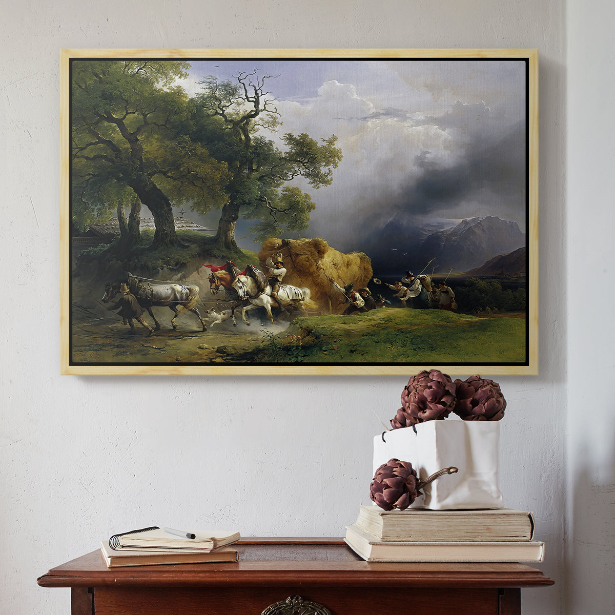The Harvest Wagon (Der Heuwagen), c. 1850 - Floater Framed Canvas Print