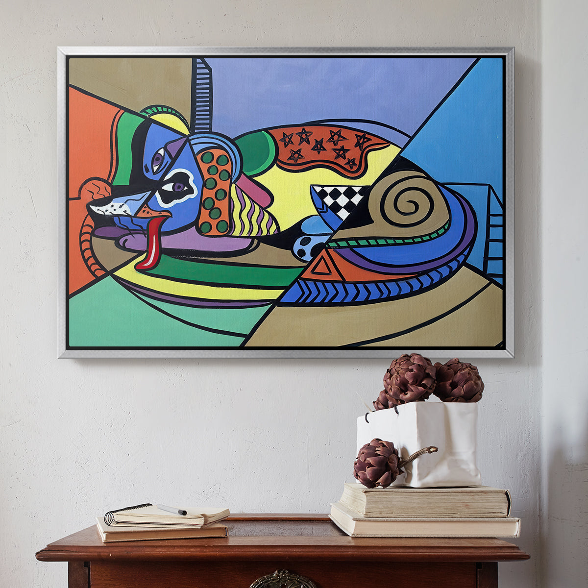 A Dog Named Picasso - Floater Framed Canvas Print