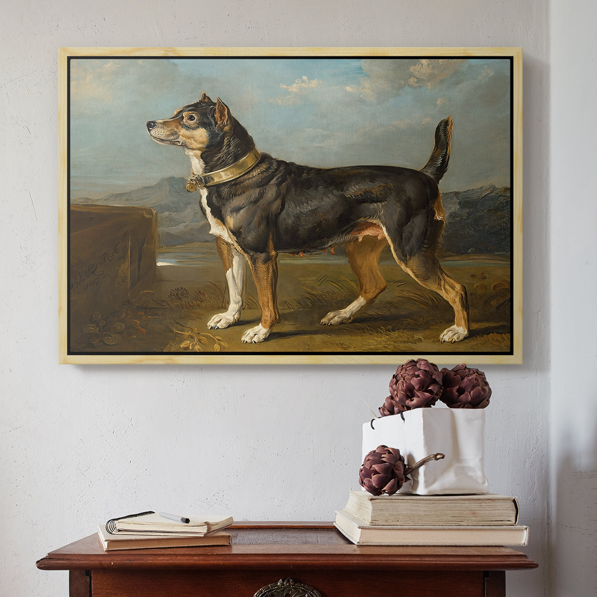 A Terrier in a Landscape, c. 1811 - Floater Framed Canvas Print