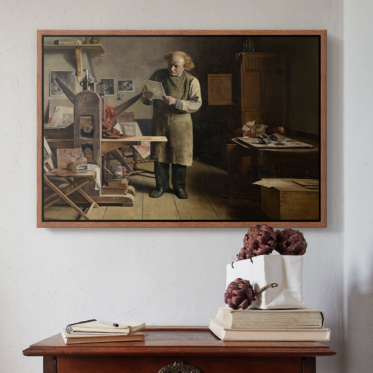 The Plate Printer, 1875 - Floater Framed Canvas Print