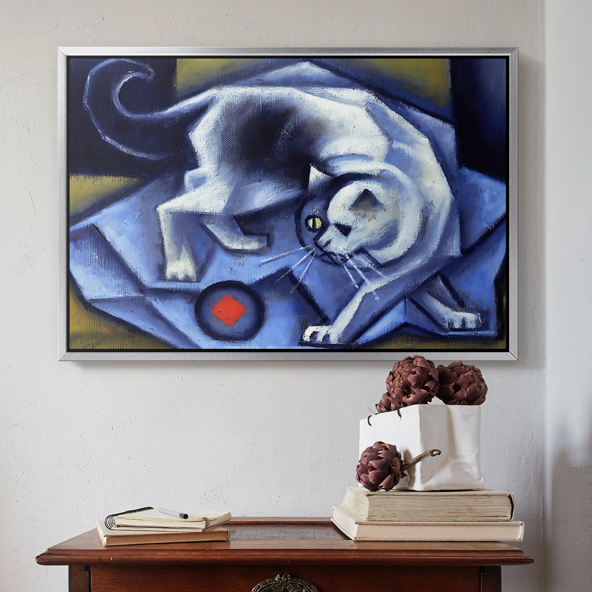 Cat Playing with a Ball, 1945-1950 - Floater Framed Canvas Print