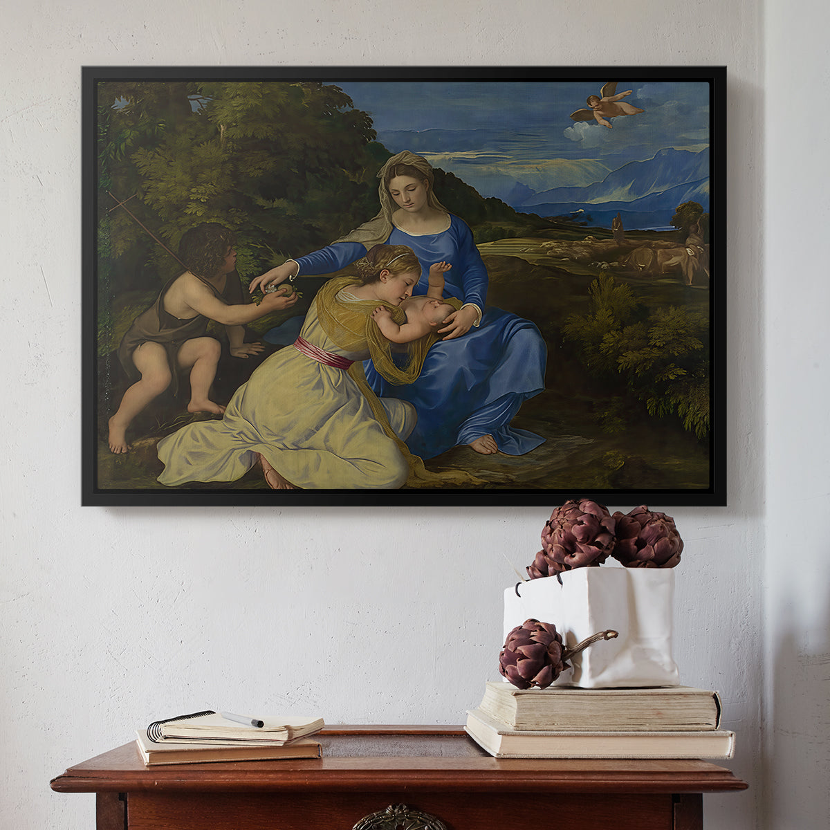 The Aldobrandini Madonna, 1532 - Floater Framed Canvas Print