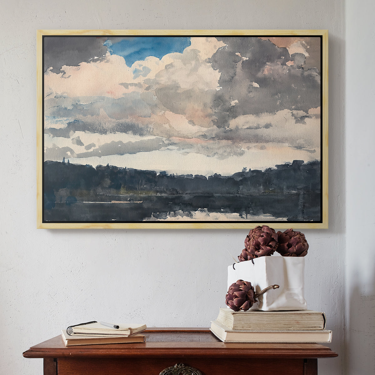 The Lone Boat, North Woods Club, Adirondacks, 1892 - Floater Framed Canvas Print