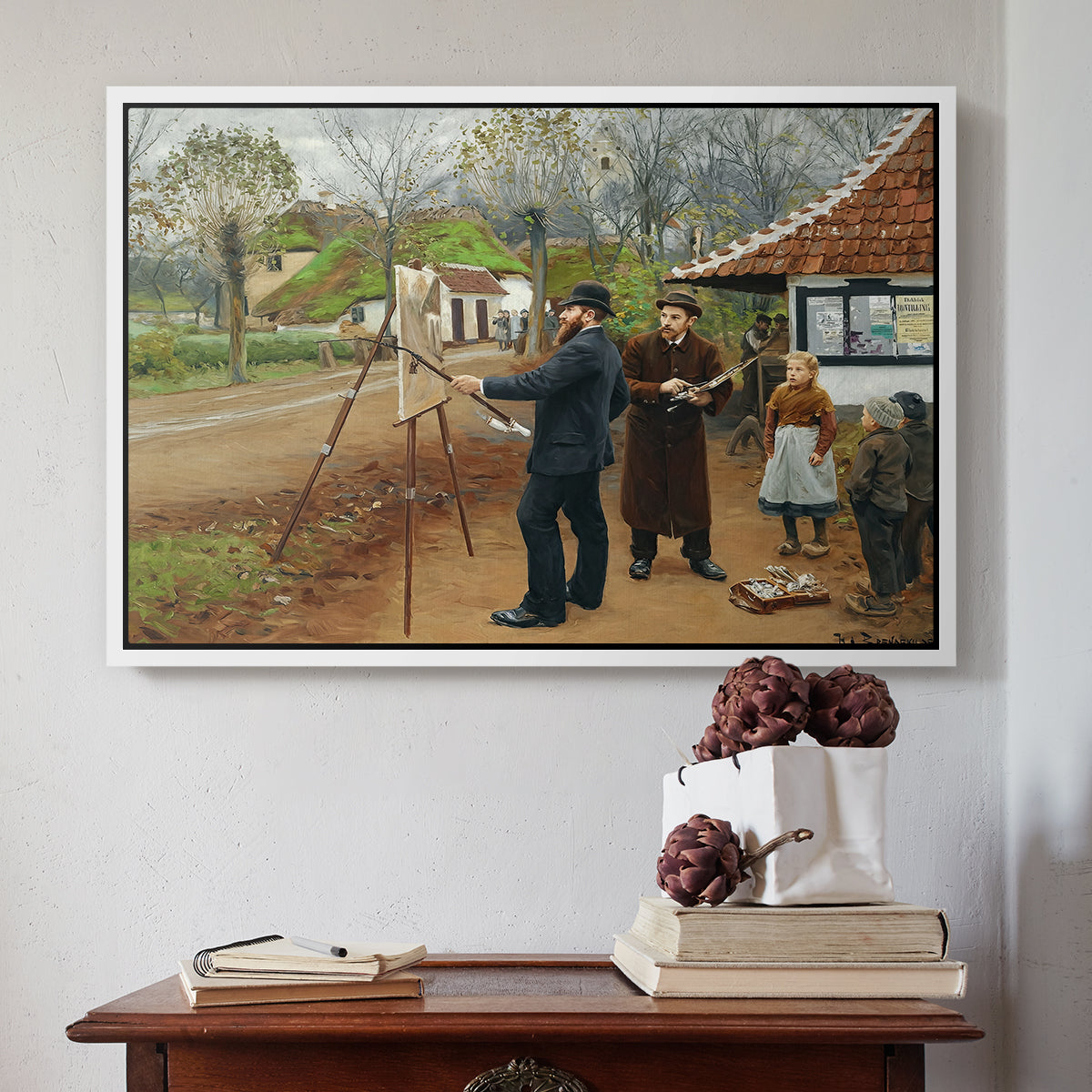 L. A. Ring Painting near Aasum Smithy, 1893 - Floater Framed Canvas Print