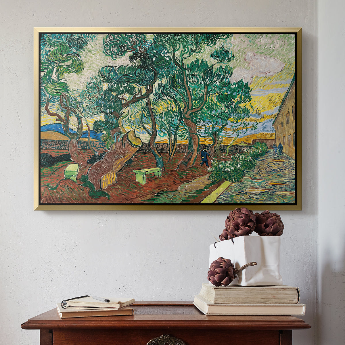 The Garden of Saint-Paul Hospital, 1889 - Floater Framed Canvas Print